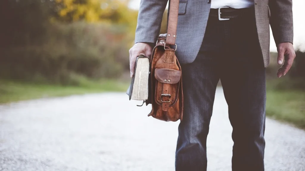 Leather Briefcase at Work