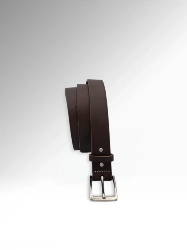 Sigillo Dark Brown Veg Tan Butts Leather Belt Vertical