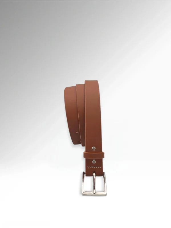 Sigillo Brown Veg Tan Butts Leather Belt Vertical