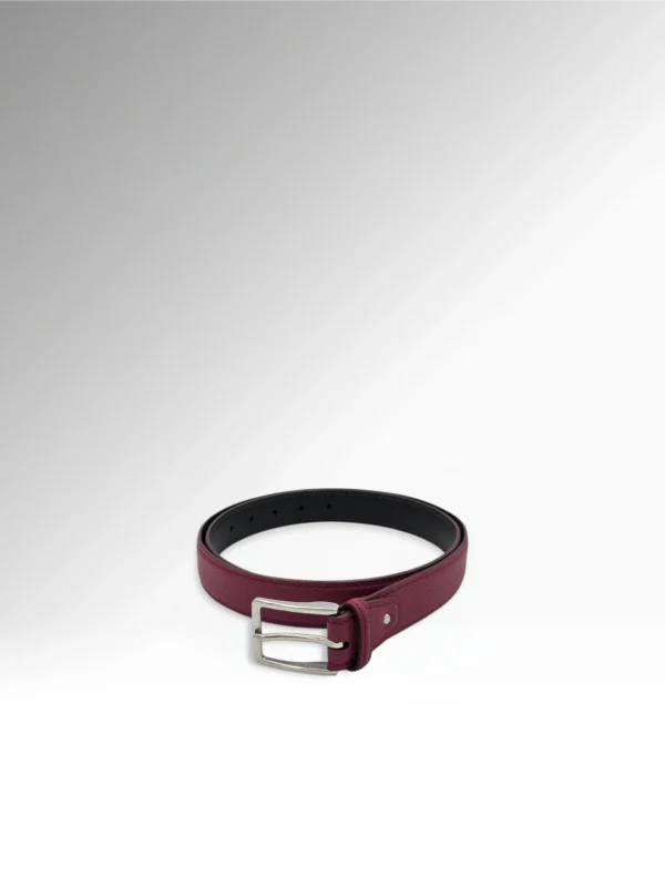 Cicero Burgundy Epsom Leather Belt Front