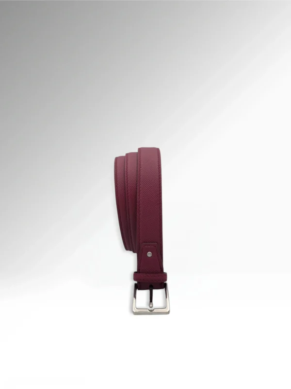 Cicero Burgundy Epsom Leather Belt Vertical