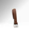 Cicero Cognac Calf Skin Leather Belt Vertical