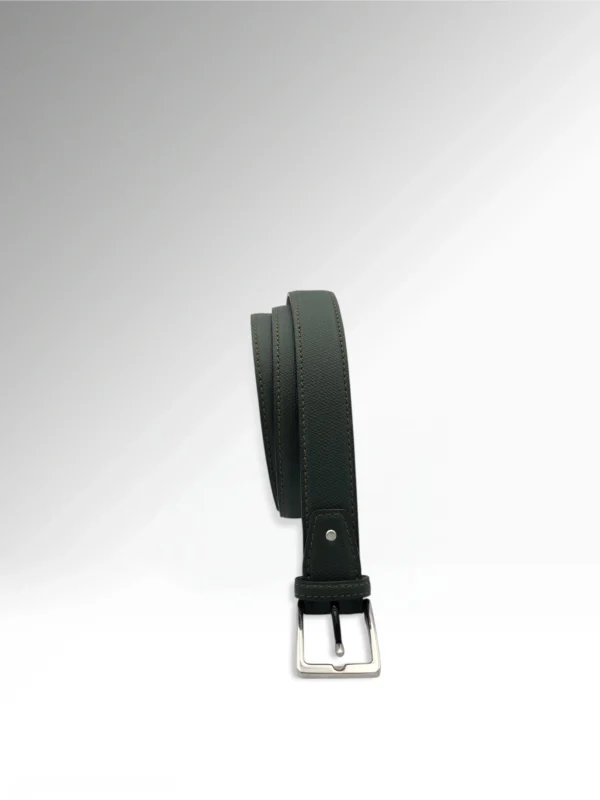 Cicero Dark Green Epsom Leather Belt Vertical