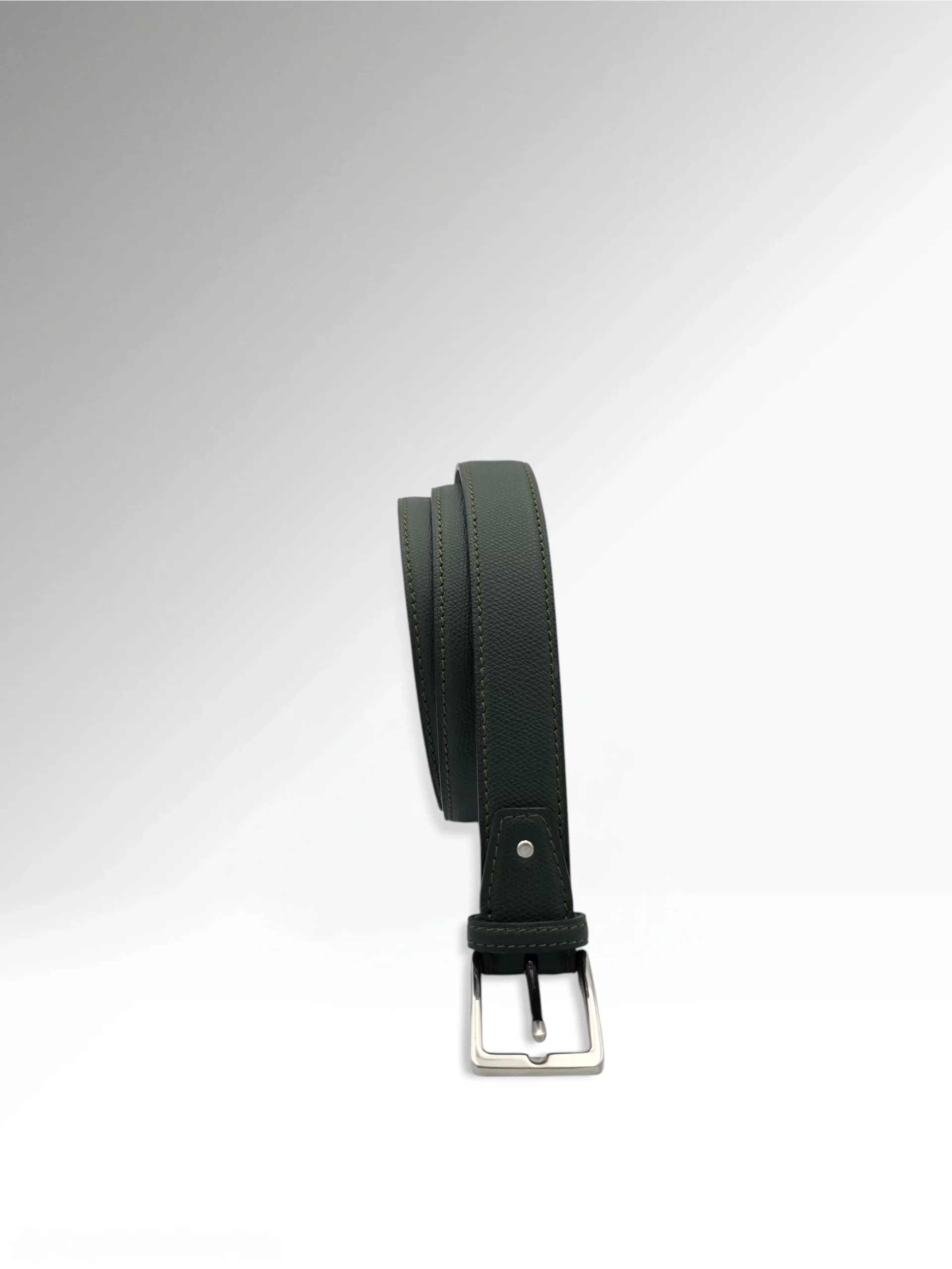 Cicero Dark Green Epsom Leather Belt Vertical