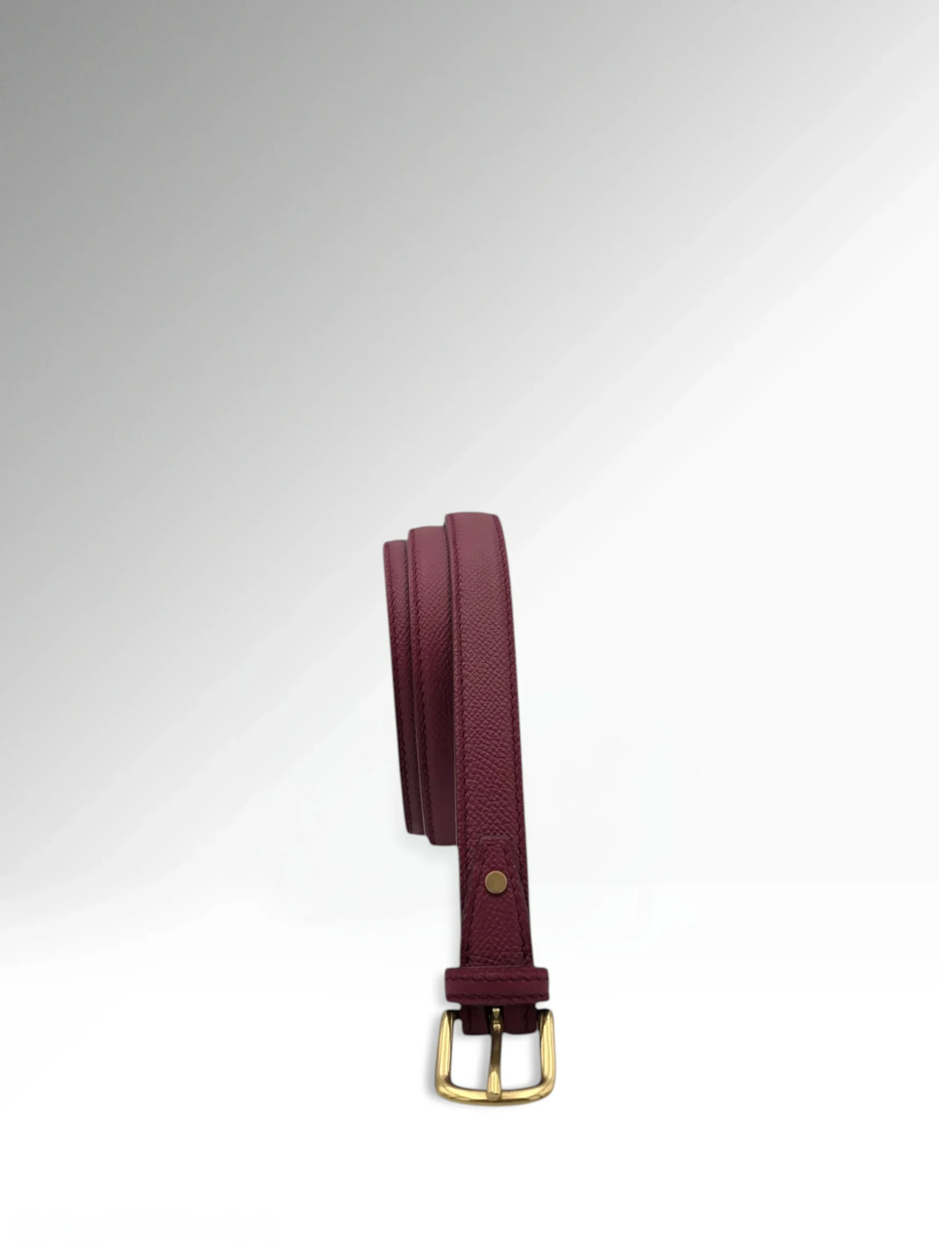Cicero Petite Burgundy Epsom Leather Belt Vertical