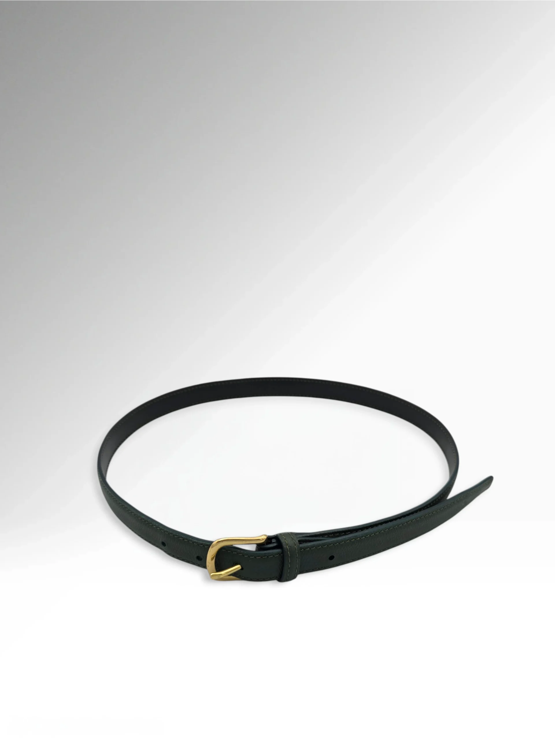 Cicero Petite Dark Green Leather Belt Round