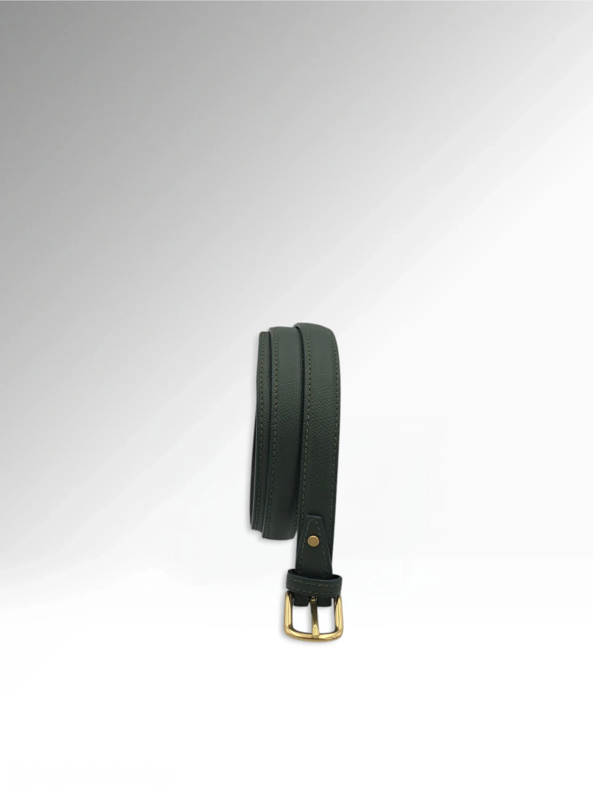 Cicero Petite Dark Green Leather Belt Vertical