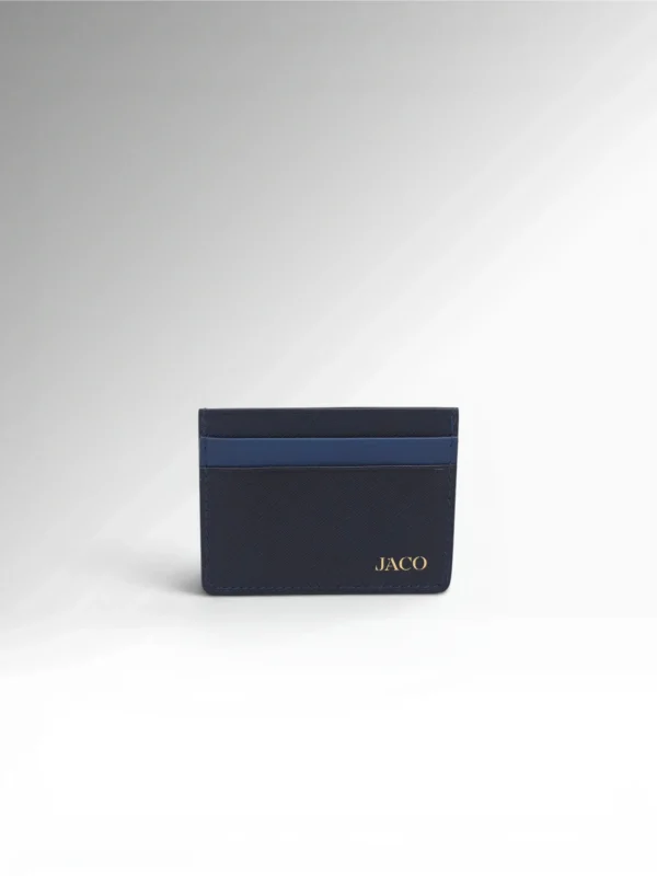 Vento Dark Blue Leather Card Holder Front