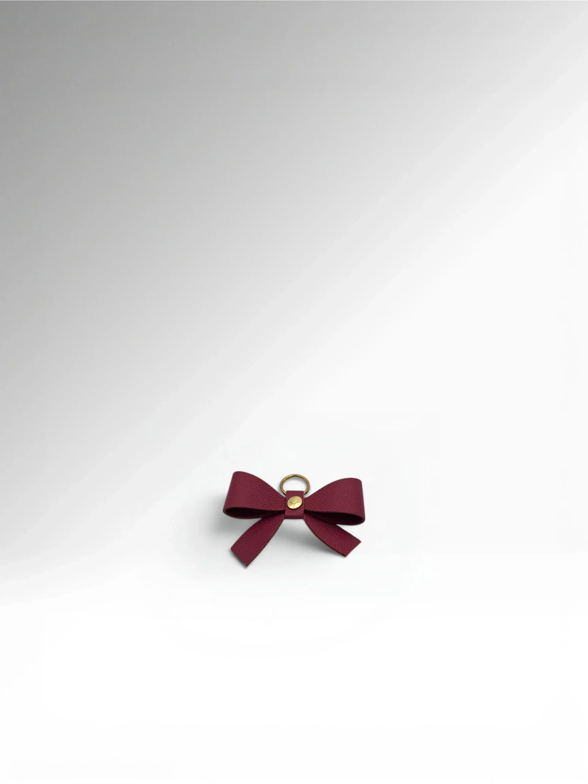Key Bow Burgundy Epsom Leather Charm